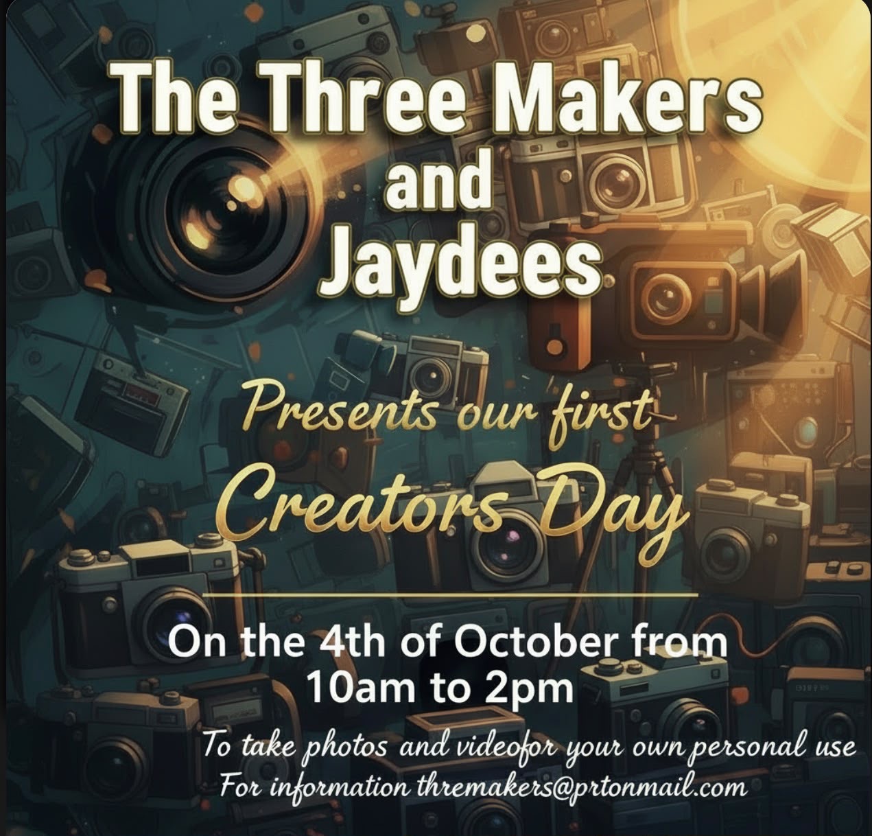 The Three Makers and Jaydees Creators Day poster — 4th October, 10am to 2pm