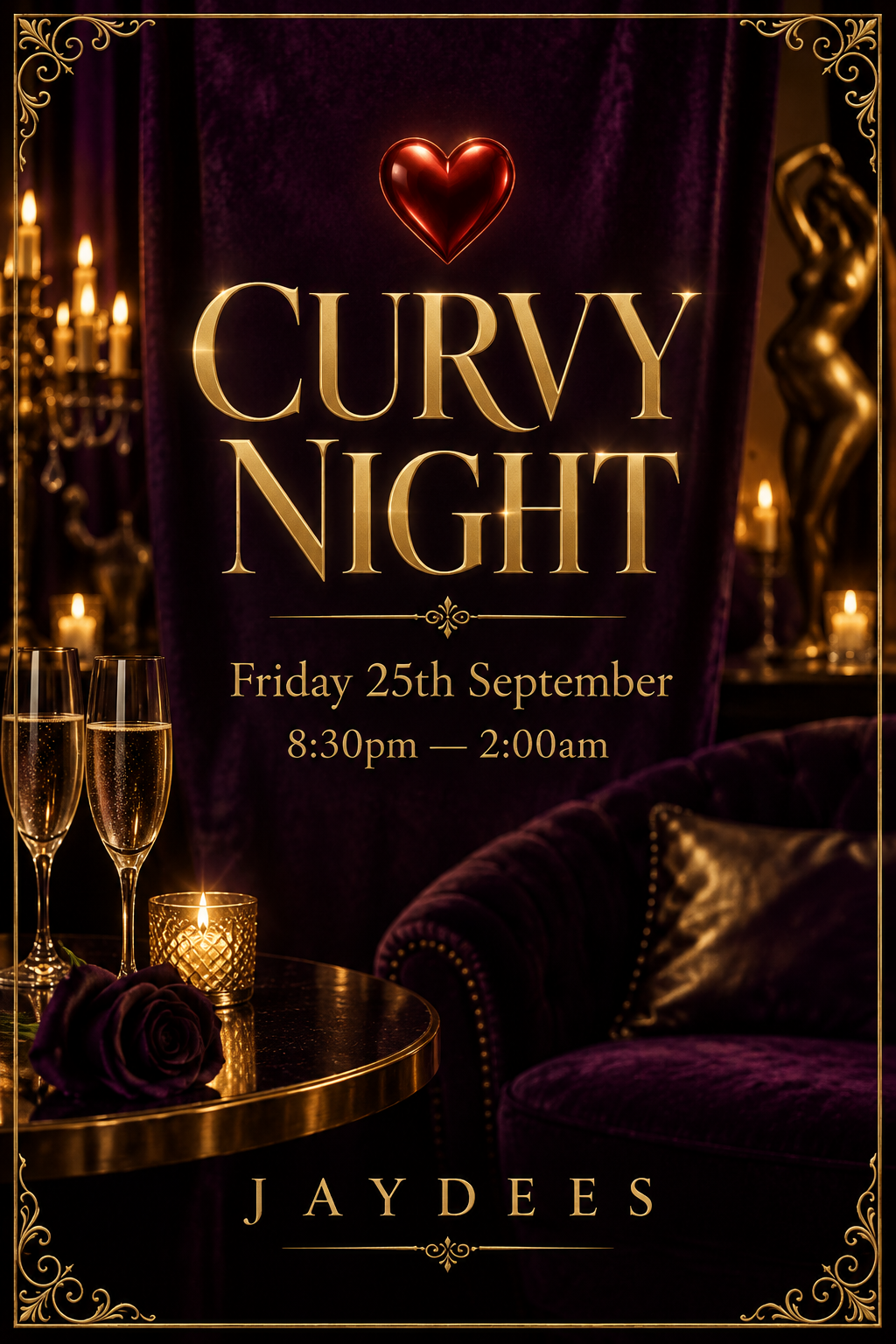 Curvy Night poster — Friday 25th September, 8:30pm until 2:00am at Jaydees